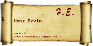 Henz Ervin névjegykártya